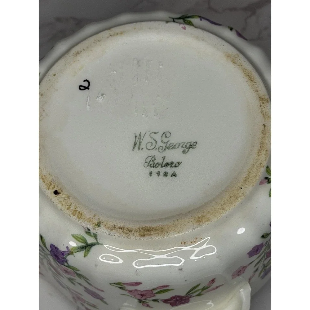 W.S.George Bolero 112A Floral Double Spout Sugar Bowl Gravy Boat Vintage Ceramic
